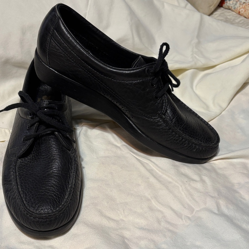 SAS Black Leather Men's Oxfords